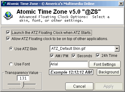 setting atomic clock time zone